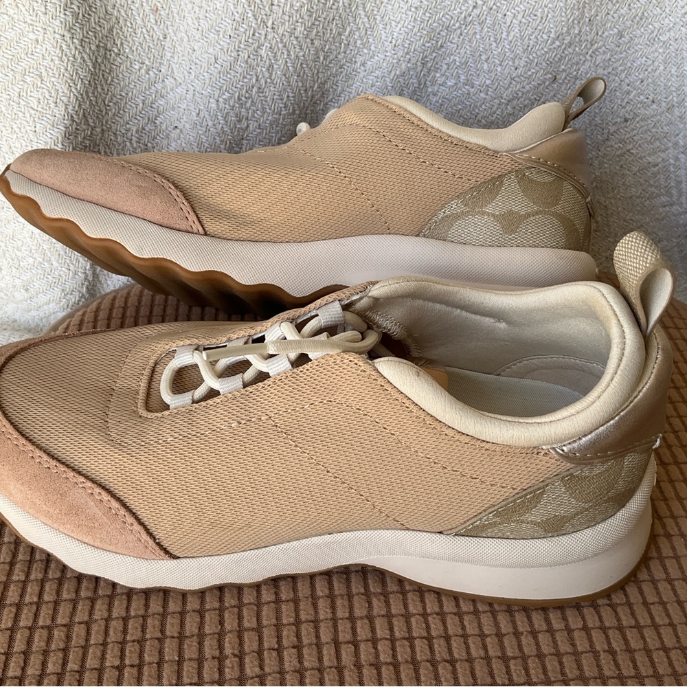 Coach Neutral Tan Slip-On Signature Sneakers